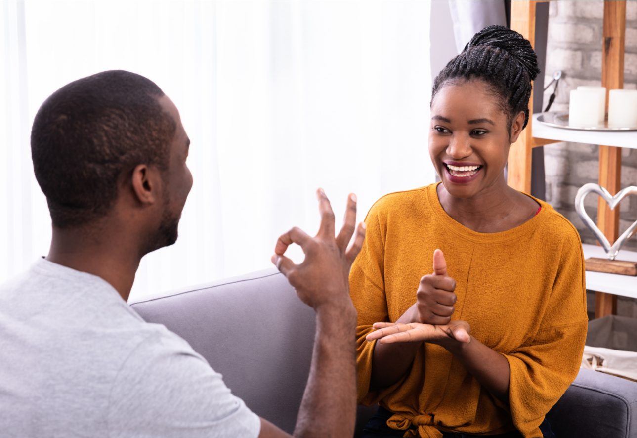 People communicating sign language