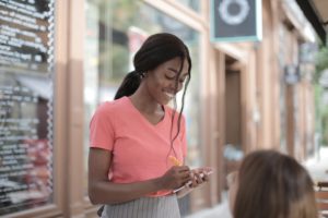 Waitress taking an order from a customer