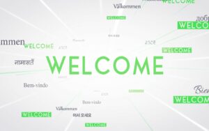 Image showcases the word welcome in various languages.