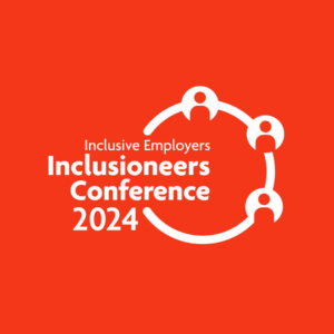 Inclusioneers Conference 2024 logo in white against red